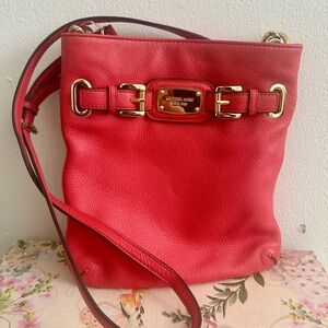 Michael Kors Red Crossbody Bag with Gold Accents